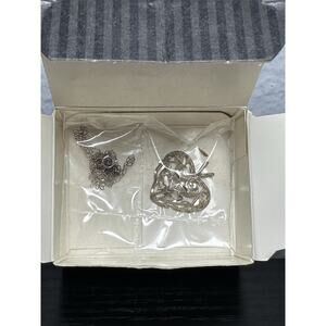 Vintage 1996 Avon 925 Sterling Silver Diamond Cut Heart Necklace